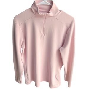 Vintage Nike Dri-Fit Peach Long Sleeve Sweatshirt with 1/4 Zip Front. Size=Large